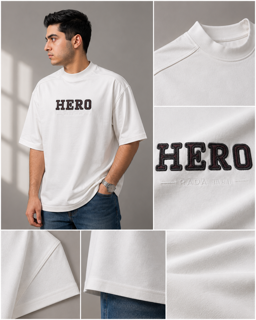 تیشرت مردانه لش باکسی استین سه ربع پارچه دورس دونخ مچینست گلدوزی خفن HERO