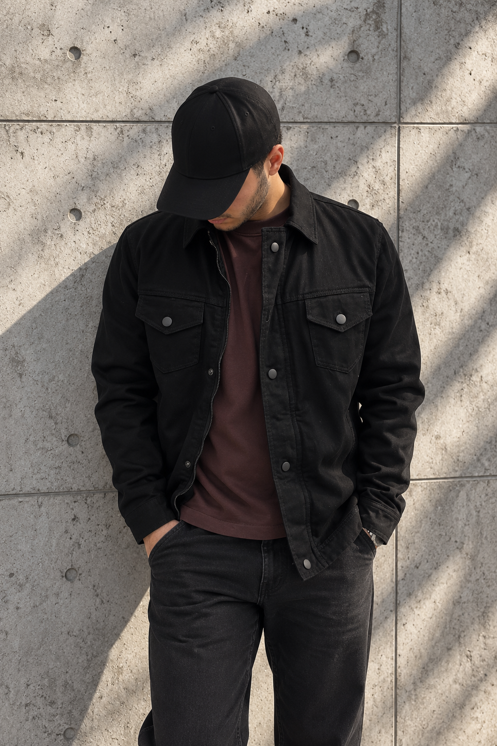 کاپشن کتان مردانه جدید پارچه کتان کج راه سنگشور شده یقه دار داخل خز بره ای سایزبندی L-3XL